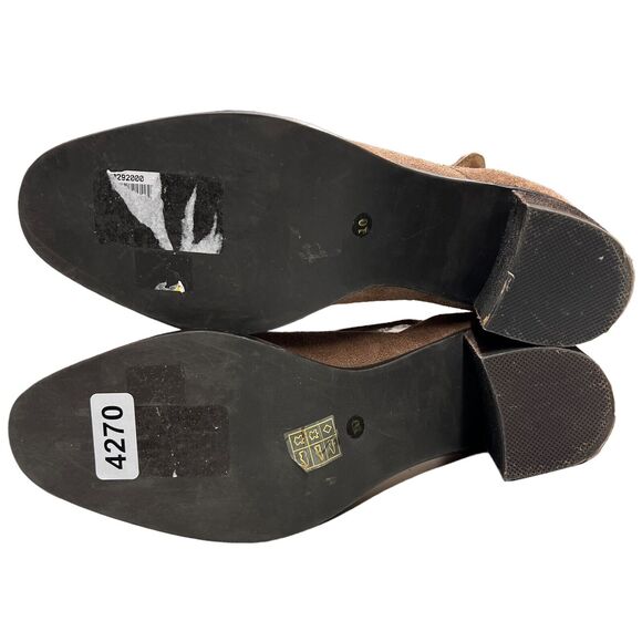 Jeffrey Campbell‎ Tan Suede Stacked Heel 2Buckle Booties 10 - Picture 5 of 6